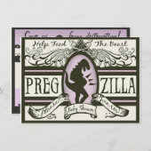 Baby shower van Pregzilla Kaart (Voorkant / Achterkant)