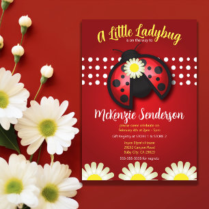  Baby shower van Red en Black Ladybug Daisies Kaart