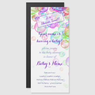 Baby shower van regenboogzeep Bubbles Magnetische Uitnodiging