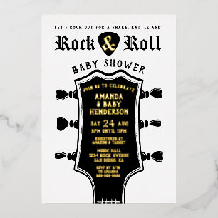 Baby shower van Rock en Roll Guitar Folie Uitnodiging