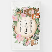 Baby shower van roze bosbossen spandoek (Verticaal)