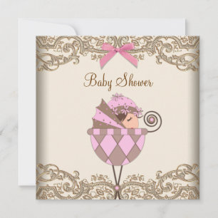 Baby shower van roze bruin leace Girl Kaart
