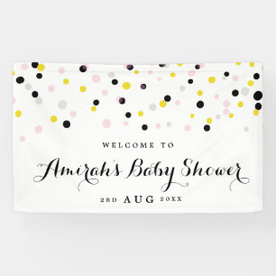 Baby shower van roze en gele Confetti poka Dots Spandoek