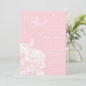 Baby shower van roze en witte vlindervlinder kaart (Staand voorkant)