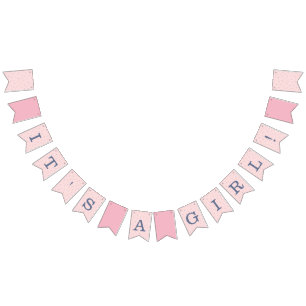 Baby shower van roze en zeemacht vlaggetjes