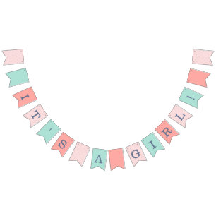 Baby shower van roze en zeemacht vlaggetjes