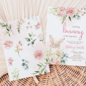 Baby shower van roze Floral Bunny Rabbit Kaart