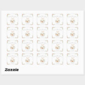 Baby shower van roze Floral Bunny Rabbit Vierkante Sticker (Vel)