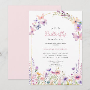 Baby shower van roze Floral Butterfly Kaart