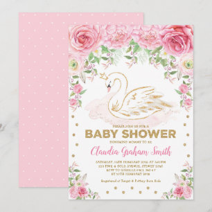 Baby shower van roze goudzwaaien Meisjes Kaart