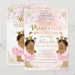 Baby shower van roze prinses Tutu & Crown Twin Gir Kaart