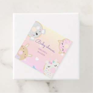 baby shower van schattig dier donuteert monogram bedankjes labels