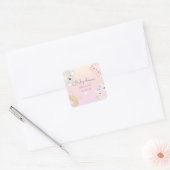 baby shower van schattig dier donuteert monogram vierkante sticker (Envelop)