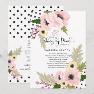 Baby shower van Stippen van de Pink Yellow Poppies Kaart