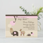 Baby shower van stoofdieren kaart (Staand voorkant)
