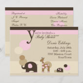 Baby shower van stoofdieren kaart (Voorkant / Achterkant)