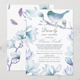 Baby shower van Sweet Bird Blue Floral Boy Kaart