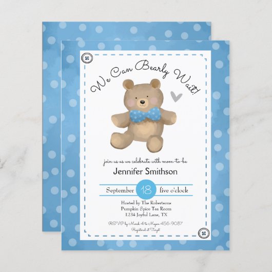 Baby shower van Teddy Bear (Voorkant / Achterkant)