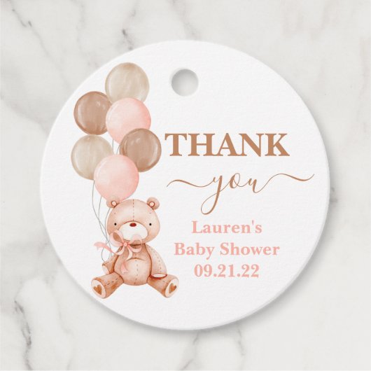 Baby shower van Teddy Bear Bedankjes Labels (Voorkant)