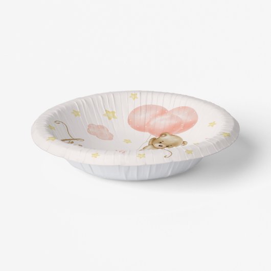 Baby shower van Teddy Bear en Roze Balloons Papieren Kommen (Gebogen)