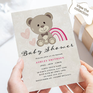 Baby shower van Teddy Bear (roze) Kaart