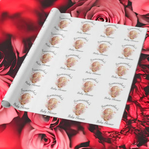 Baby shower van Teddy Foral Girl Hot Air Cadeaupapier