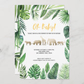 Baby shower van Tropische loof en gouddieren (Voorkant / Achterkant)