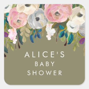 Baby shower van tuinbouwmachines, geverfd vierkante sticker