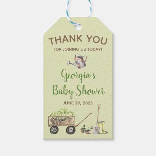 Baby shower van tuintuinboten cadeaulabel (Voorkant)