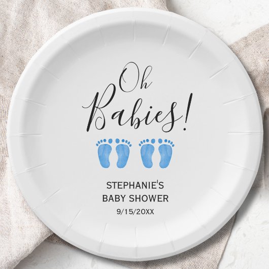 Baby shower van tweelingjongens papieren bordje