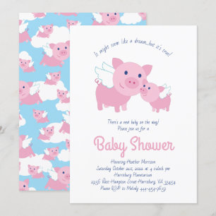 Baby shower van vliegende vliegende varkens kaart
