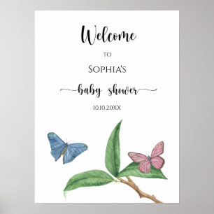 Baby shower van vlinder poster
