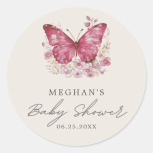 Baby shower van vlinder ronde sticker