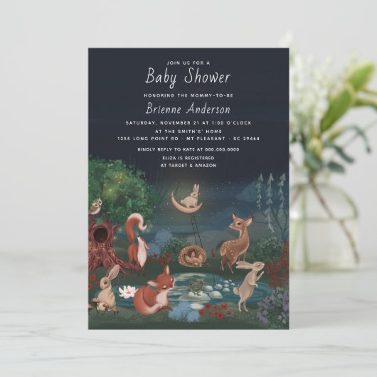 Baby shower van walvisbossen kaart (Staand voorkant)