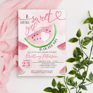 Baby shower van watermeloenen met roze rug kaart