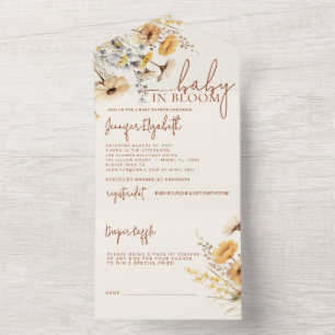 Baby shower van wilde bloemen all in one uitnodiging