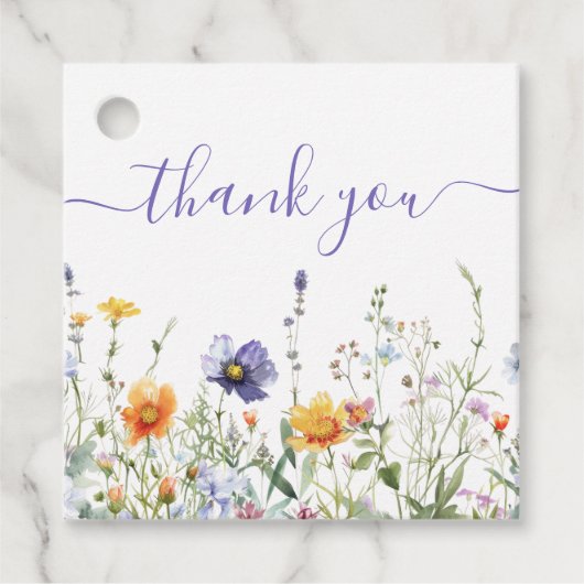 Baby shower van wilde bloemen bedankjes labels (Voorkant)