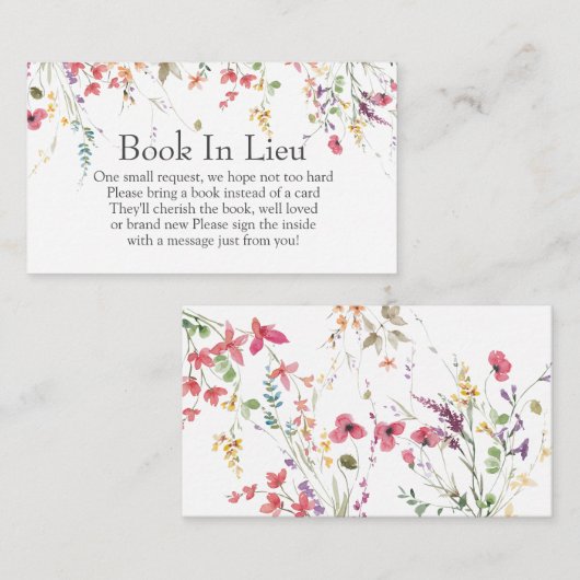 Baby shower van wilde bloemen in niet-insteeklijst informatiekaartje (Voorkant / Achterkant)