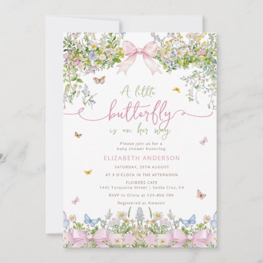 Baby shower van wilde bloemen kaart (Voorkant)