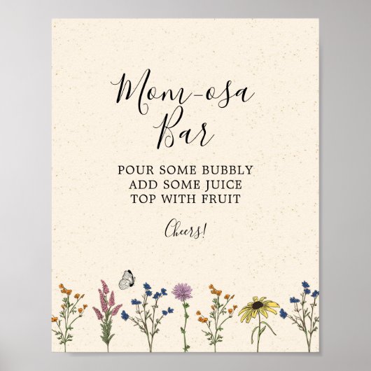  Baby shower van wilde bloemen Mam-osa Bar Sign Poster (Voorkant)