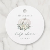 Baby shower van witte en grijze pompoen bedankjes labels (Voorkant)