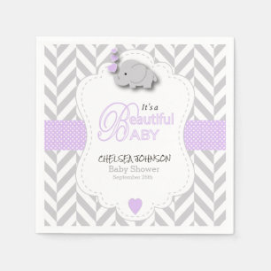 Baby shower van witte grijze olifant servetten