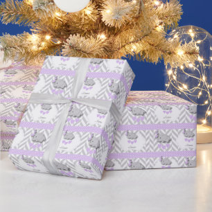 Baby shower van witte grijze olifanten cadeaupapier