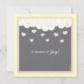 Baby shower van wolken en hart voor meisjesuitnodi kaart (Voorkant)