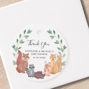 Baby shower van Woodland Animals Couple Bedankjes Labels