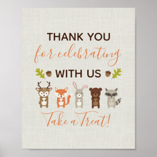 Baby shower van Woodland Neem een Treat Favor Sign Poster