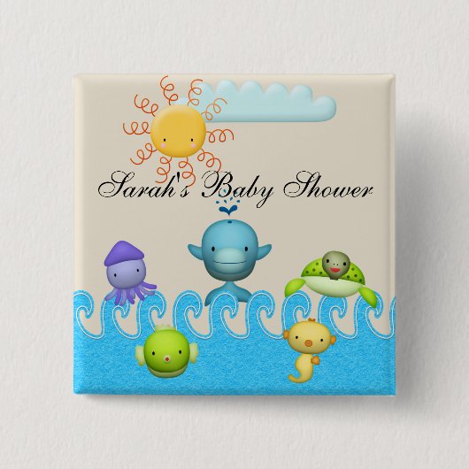 Baby shower van Zeeen Vierkante Button 5,1 Cm (Voorkant)