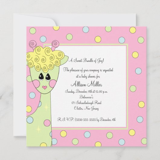 Baby shower van zoete Giraffe Kaart (Voorkant)