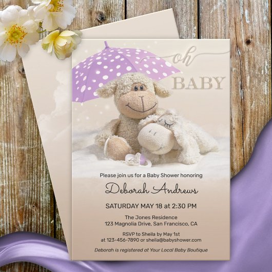 Baby shower van zoete vlokken kaart