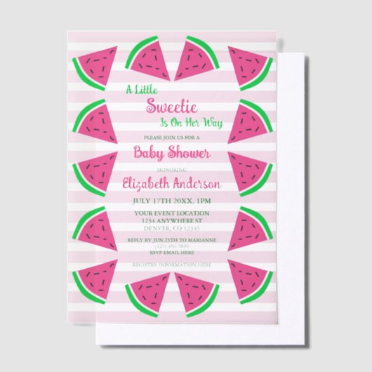 Baby shower van zoete watermeloenen vellum uitnodigingen (Offset)